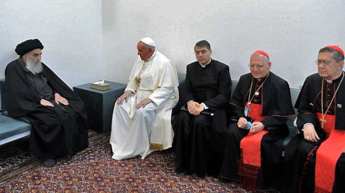 PAPA TUVO HISTÓRICA REUNIÓN CON EL AYATOLÁ ALI AL SISTANI EN IRAK: LE AGRADECIÓ QUE 