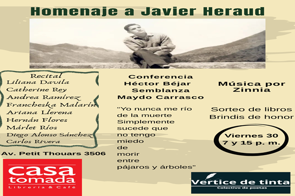 Rendirán homenaje a Javier Heraud en el mes de su onomástico