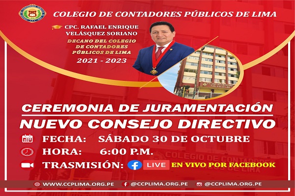 Este sábado juramenta nuevo decano del Colegio de Contadores de Lima, Rafael Velásquez Soriano