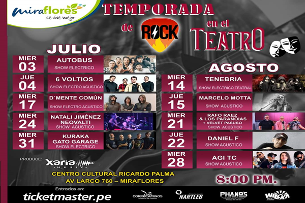 Miraflores presentó “Rock en el Teatro”: ciclo de 10 conciertos en el centro cultural Ricardo Palma